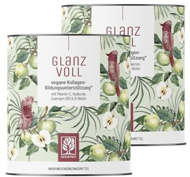 NATURTREU® Vegane Kollagen Pulver Alternative* - Vorteilsbundle 2er Paket | Collagen Bildungsunterstützung vegan mit Hyaluron, Q10, Biotin & Vitamin C - 2x 300g veganes Pulver mit Apfelgeschmack