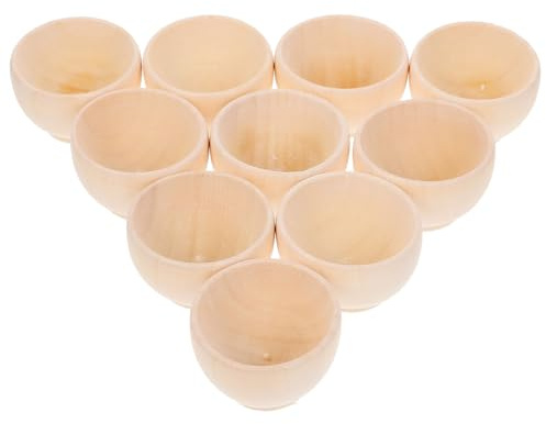 LIFKICH 10pcs Unfinished Wooden Bowls DIY Craft Smooth Natural Wood Blank Bowls for Painting Decoration Family School Art Projects Home Decor