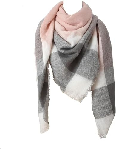 Femme Écharpe Grand Plaid en Laine Acrylique Foulard Long Chaude Vogue en Automne/Hiver Cape Souple Confortable?Rose), Rose, 140 x 140 CM