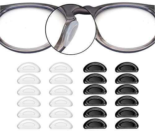 SMARTTOP Adhesive Nose Pad, 20 Pairs Eyeglass Nose Pads Stick On Silicone Anti-Slip for Glasses Sunglasses Thin Nose Pads Eyeglasses (10-Black & 10-Clear)