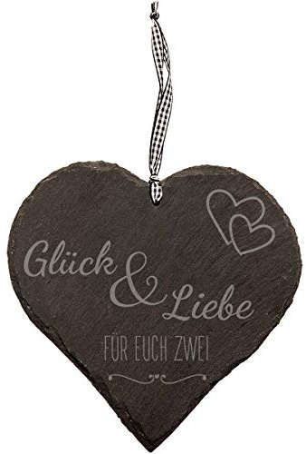 Spruchreif · großes Schieferherz mit Gravur zur Hochzeit · Schiefertafel mit Kordel zum Aufhängen · originelles Hochzeitsgeschenk · Geschenkideen für das Brautpaar