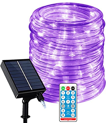 KINGCOO 200led Solar Rope Lights Outdoor, Waterproof Waterproof 72FT Tube Copper Wire Pipe Solar Fairy String Lights for Garden Yard Home Wedding Party Christmas Lighting Decorations(Purple)