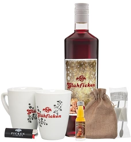Glühficken Supernova Set - Feuerzangenbowle Starterset, 0,75l Glühficken, 1 x 20ml Rum, 2 x Zuckerhut Stick, 2 x Glühficken Tasse, 1 x FICKEN Feuerzeug