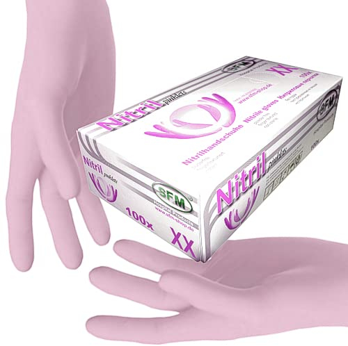 SFM ® PINKLETS Nitril : XS, S, M pink puderfrei F-tex Einweghandschuhe Einmalhandschuhe Untersuchungshandschuhe Nitrilhandschuhe XS (100)