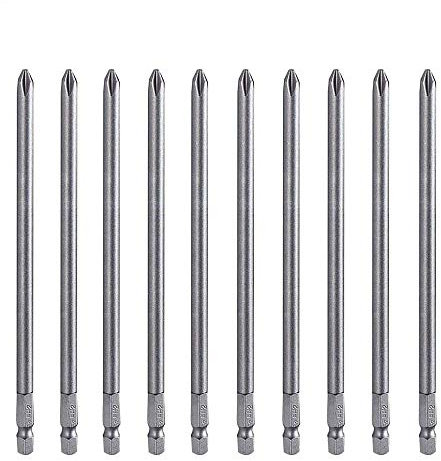 Bestgle 10pcs 150mm PH2 Long Magnetic Phillips Driver Bits 1/4 Inch Hex Shank Phillips Head Drill Bit Set Cross Head Screwdriver Bits