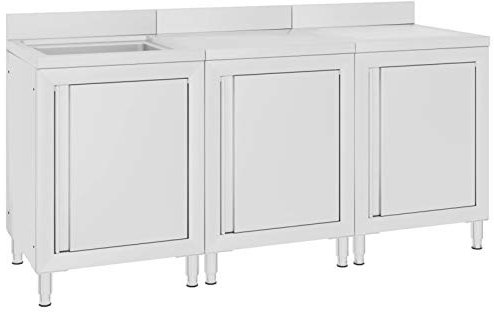 Tidyard Gastro-Spülenunterschrank mit verstellbaren Füßen für unebenen Boden Spülschrank Spülbecken Spültisch Gastrospüle Spüle Arbeitsschrank 180x60x96 cm Edelstahl