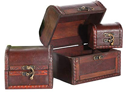 3er Set Schatztruhe Holztruhe Dunkelbraun Schatzkiste