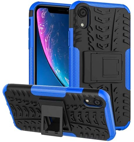 CoolGadget Outdoor Handyhülle für iPhone XR, Robuste Schutzhülle mit integriertem Ständer und stoßfestem Design, Blau