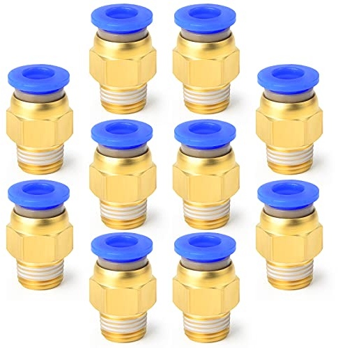 ERGAOBOY 10 Pcs 4mm Tube OD x 1/8 BSP Male Straight Push to Connect Fittings (PC4-01)