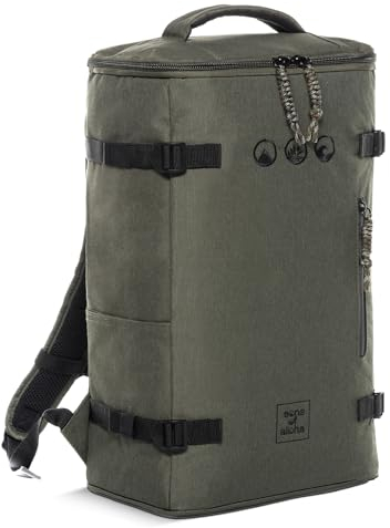 SONS OF ALOHA XL Top-Loader Rucksack 15,6 Zoll Laptop-Tasche Reise Rucksack Kane Uni Schulrucksack Freizeit - recyceltes Meeresplastik - wasserabweisend, grün-Olive