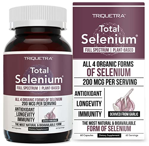 Total Selenium - 200 mcg, Plant-Based - Full Spectrum, Contains 4 Essential Organic Forms of Selenium Including Selenomethionine - Derived from Garlic - 60 Capsules