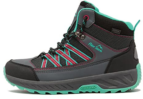 Peter Storm Kids' Broadoak Waterproof Walking Mid Boots with StormGrip outsole, Children's Walking Boots, Vegan Friendly, Outdoors, Camping, Travelling, Trekking & Hiking Footwear, Green, UK4