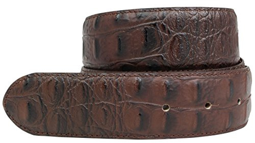 BELTINGER Gürtel mit Krokoprägung ohne Schnalle 4 cm | Leder-Gürtel für Damen Herren 40mm Kroko-Optik | Kroko-Muster | Braun 85cm