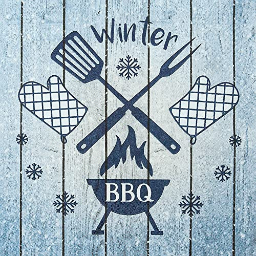 20 Servietten Wintergrillen | BBQ | Barbecue | Schnee | Winter | Weihnachten | Tischdeko | Decoupage | Serviettentechnik 33x33cm