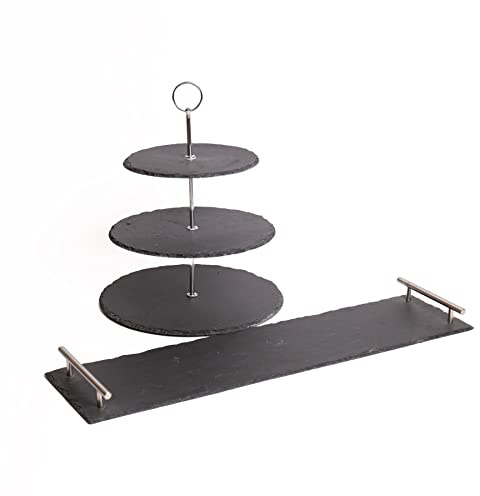 Artesà Appetiser Slate 3-Tier Serving Stand and Serving Platter Set