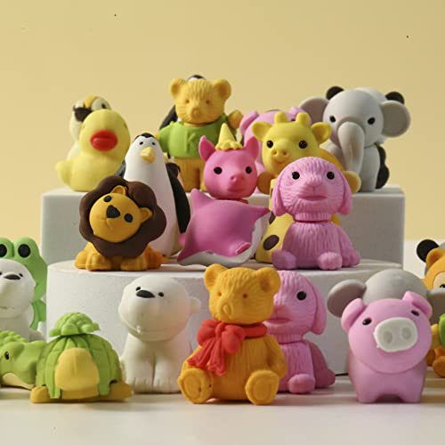 Tierischer Radiergummi Set mit 36 Radiergummis in Form von Tieren, Bleistift Radierer Zoo Animal Kollektion,für Kinder, Schulen, Schüler, Schreibwaren, Schule, Radierer Puzzle Spielzeug