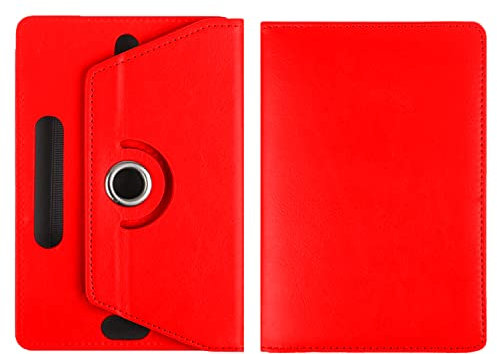 Universal 7 inch 360 Rotating Case Fits All 7 and 7.1 inches Android Tablets, Smooth Interior, PU Leather Exterior Supports Multiple Viewing Angles, Lightweight Folio Wallet Case Cover (Red)