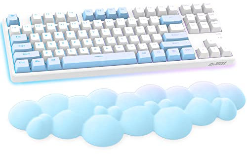 Cloud-Soft Ergonomic Wrist Rest for 100 Keys 87 Keys 68keys Keyboard PU Material Anti-Slip Rubber Base Memory Foam Cloud-Shaped Palm Rest for Computer Laptop,Pain Relief,15.2 * 4.4 * 1.2 inch-Blue