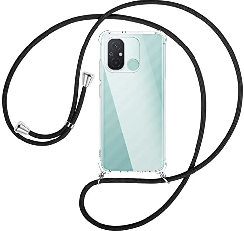 mtb more energy® Handykette kompatibel mit Xiaomi Redmi 12C - schwarz - Smartphone Hülle zum Umhängen - Anti Shock Full TPU Case