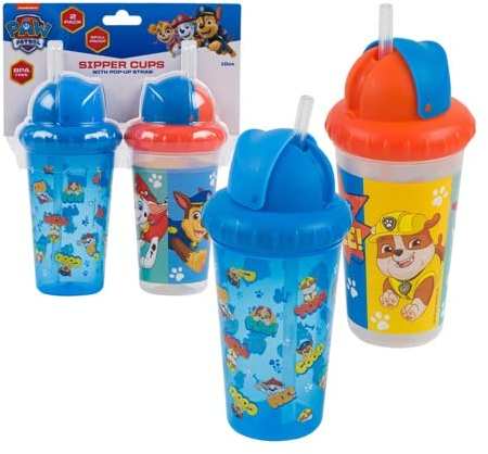 Nickelodeon Paw Patrol 10 oz Sippy Pop up Straw Cups, 2 Pack, BPA Free, FD51250