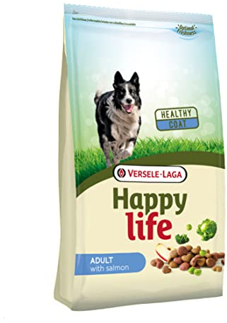 Happy Life Hundefutter für Erwachsene, mit Lachs für gesunde Haut und glänzendes Fell, für Erwachsene, Hundefutter - Gesundes Futter - 15 kg