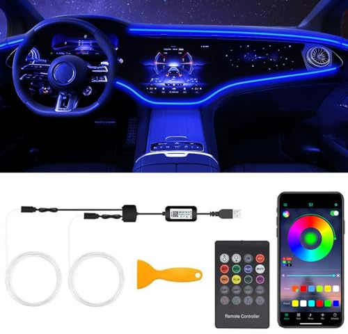 Interior Car LED Strip Lights, RGB 2 in 1 USB Car Ambient Lighting Kit