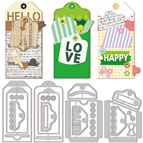 GLOBLELAND Etiketten-Taschen-Stanzformen Für DIY Scrapbooking, Metall-Lesezeichen, Taschen, Stanzungen, Prägeschablonen, Vorlage Für Papierkarten, Dekoration, Album, Basteln, Dekor