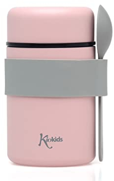 Kiokids Termo Papillero De Acero Inoxidable 500ml Con Cuchara Rosa