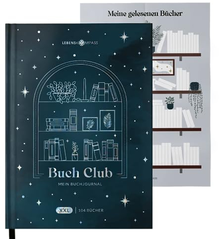 Lebenskompass Buchclub XXL - Das Lesetagebuch & Book Journal SAPHIR - Hardcover DIN A5 Tagebuch für Erwachsene - Book Club Reading Bullet Journal Tracker - Booktok