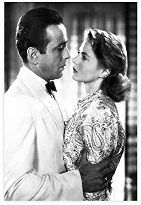 Hollywood Romance – Humphrey Bogart & Ingrid Bergman – Casablanca – Monochromes Leinwand-Poster, Wandkunst, Dekordruck, Bild Gemälde für Wohnzimmer, Schlafzimmer, Dekoration, ungerahmt, 30 x 45 cm