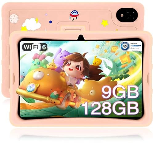 DOOGEE U10 Kid 10.1 Inch Kids Tablet, Tablet for kids, 9GB+128GB/1TB Android Tablets, 5MP + 8MP, BT5.0/TUV/DRM L1, Parental Control, Pre-installed Kids Apps, Pink