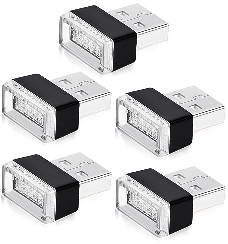 URAQT Auto USB Beleuchtung - 5 Stück Mini Licht Umgebungslicht Atmosphäre Innenraum Lampe für Auto, Laptop, Power Bank