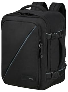 American Tourister Take2Cabin - Ryanair Kabinentasche 40 x 25 x 20 cm, 24 L, 0.40 kg, Handgepäck, Flugzeug Rucksack S Underseater, Schwarz (Black)