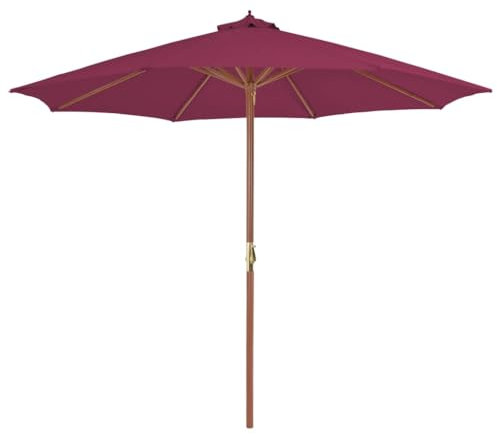 INLIFE Sonnenschirm mit Holz-Mast 300 cm Bordeauxrot,7,86 KG,44497