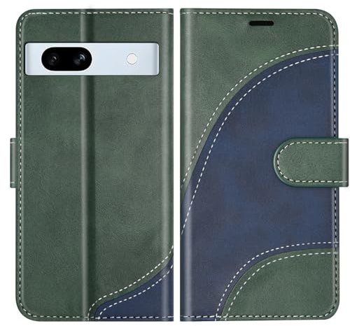BoxTii Hülle für Google Pixel 7A 5G, PU Leder Handyhülle Klapphülle Schutzhülle mit Kartenfächer und Magnetverschluss für Google Pixel 7A 5G, Grün