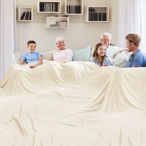 Edenleaf Große übergroße, weiche Decke, riesiger Fleece-Begleiter, 120 x 120 cm, California King warme Decke für die ganze Familie, Bett, Sofa, Couch, Reisen, Camping, 120 x 120 cm, cremefarben