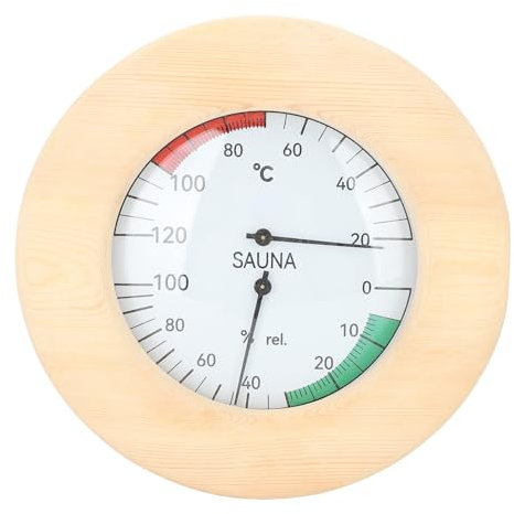 Sauna-Hygrothermograph, Holzoptik Echtzeit-Überwachungs-Sauna-Thermohygrometer für den Innenbereich