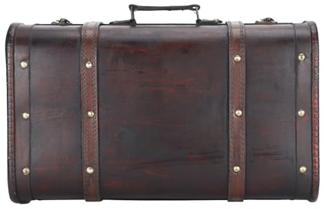 Qcwwy Holzkoffer, Tragbarer Antiker Koffer, Hölzerner Schatzkoffer, Fotografie-Requisiten, Basteldekoration, Box, Vintage-Koffer, Ornament für Männer und Frauen, Fotostudio