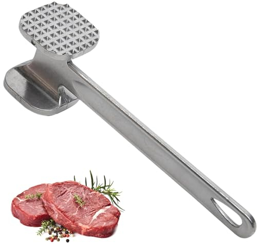 TRHDFW Meat Tenderizer Hammer, Stainless Steel Meat Mallet Kitchen Tool, Double Sided Heavy Duty Teeth Mallet for Steak Chicken Pork Cook Cooking Enthusiasts
