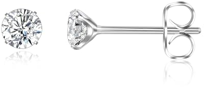 Titan Ohrringe Hypoallergen Damen Herren Mädchen G23 Titan Ohrstecker Zirkonia Ohrstecker 4mm