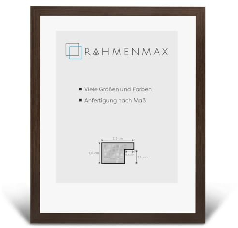 RahmenMax Skane Puzzlerahmen 69x97 cm Bilderrahmen Eiche Dunkel Wenge Dekor Hintergrund Weiss Kunstglas klar