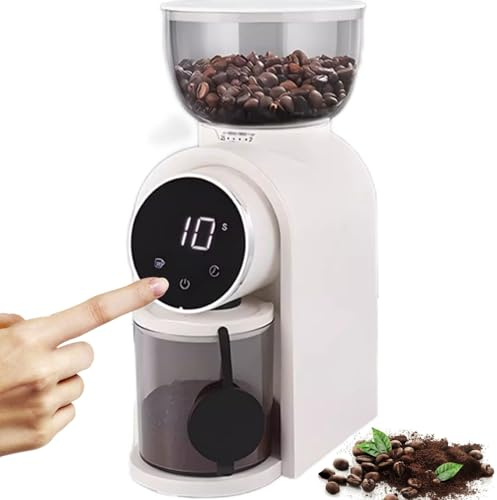Coffee Grinder, Coffee Bean Grinder Electric with 25 Grind Settings, Espresso Grinder, Coffee Grinder Burr, Touch Display Screen, 2-14cups for Home and Office,White