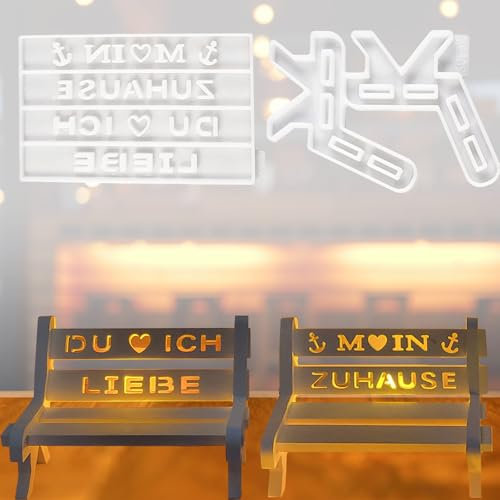 TREABEAR DIY Silikonformen Gießformen Lange Bank Mit Worten Du Ich Liebe, Gießformen Silikon, Gipsformen Zum Gießen, Silikonform Epoxidharz, Epoxidharz Formen Silikon Mit Worten M In Zu Hause