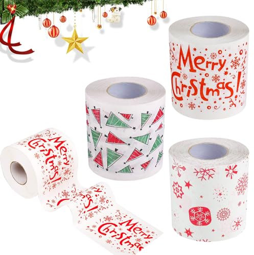 3 Rollen Toilettenpapier Weihnachten,Lustige Weihnachten Toilettenpapier,Lustige Neuheit Toilettenpapier,Weihnachts Toilettenpapier,Weihnachts Klopapier,Toilettenpapier für Weihnachten Dekorative