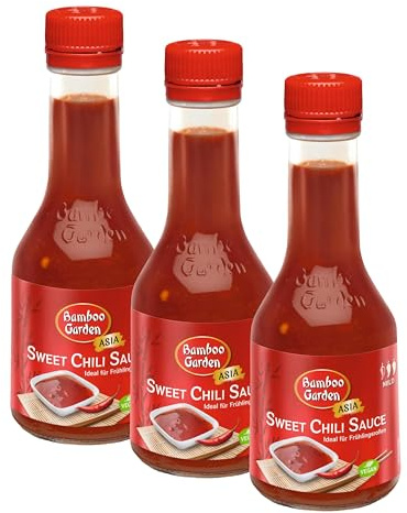 Bamboo Garden - Sweet Chili Sauce, Hervorragend zu Frühlingsrollen oder gegrilltem Fleisch,1 x 200 ml (Verpackungsdesign kann abweichen) (Packung mit 3)