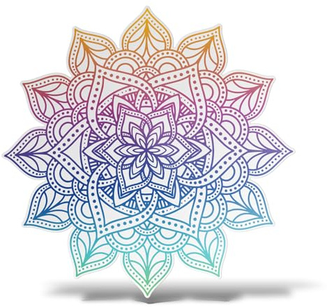 ERREINGE - Aufkleber 55 cm Mandala Boho Blume Yoga OHM - Aufkleber PVC | Aufkleber kompatibel für Auto, Motorrad, Roller, Helm, Laptop, Camper, Motorhaube, glatte Wand