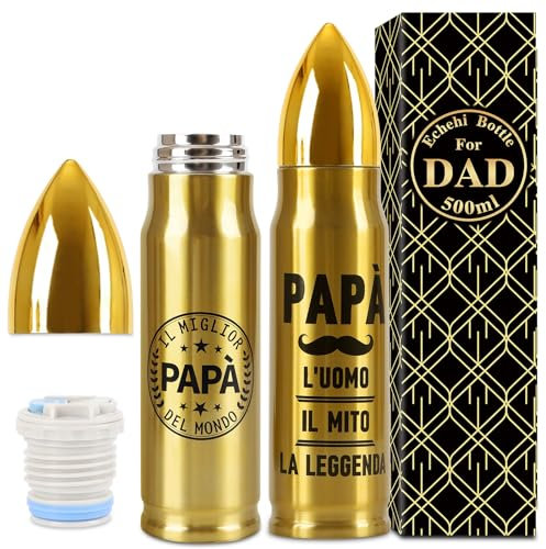 Echehi Botella con forma de bala 500ml dorada