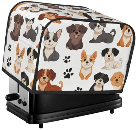 Lindo cachorro perro impresión 2 rebanadas tostadora protección huella dactilar panificadora protección, cocina pequeño dispositivo protector contra el polvo
