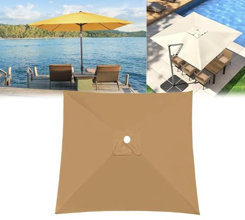 Esterni Da Giardino Telo Di Ricambio Per Ombrellone, 2x2m 4 Stecche, 2x3m 6 Stecche, 3x3m 8 Stecche, Con Presa D'Aria Superiore, In Resistente Poliestere, Impermeabile, Protezione UV(Khaki,300X300cm)