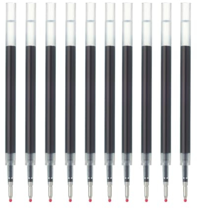 MUJI Gel Ink Ballpoint Pen Refills, 0.5mm Fine Tip, Pack of 10, Compatible with Retractable and Capped Pens. (Navy)